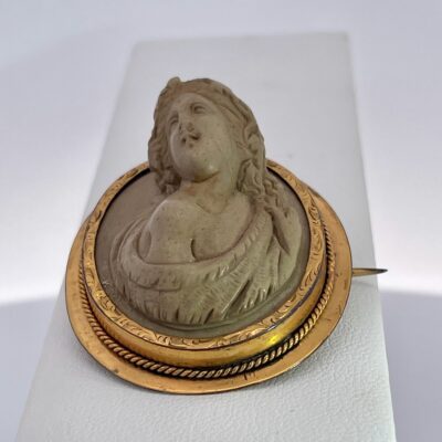 1890's High Relief Lava Cameo brooch